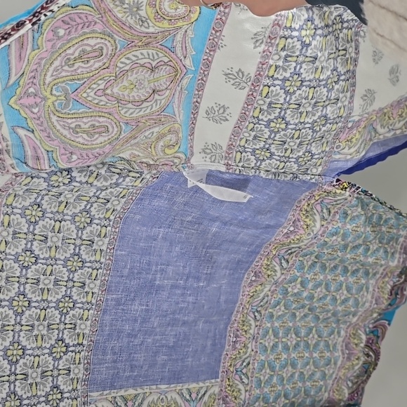 {Chicos} Open Cardigan in Patchwork 100% Linen - Size XS - Picture 8 of 15